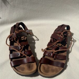Birkenstock Papillio Brown Leather Lace-Up Gladiator Sandals